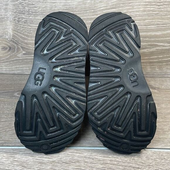 Ugg Kids Classic II Black Leather Sparkly Glitter Toddler Girl Sz 10 Winter Boot - Picture 7 of 11